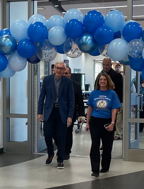 Governor Evers and Principal Sawyer